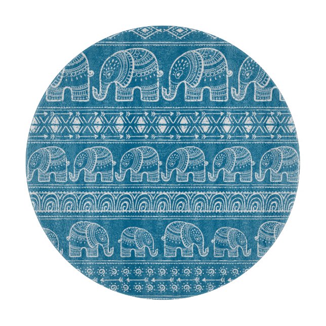Vintage Elephant Frame Illustration Cutting Board (Front)