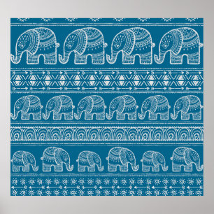 Vintage Elephant Frame Illustration Poster