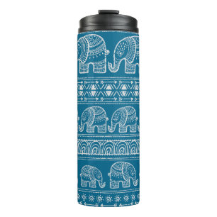 Vintage Elephant Frame Illustration Thermal Tumbler