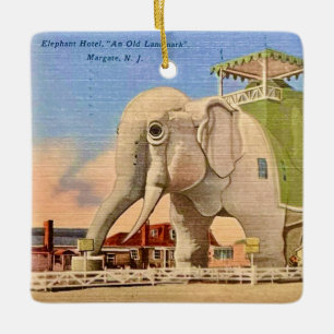Vintage Elephant Hotel  Ceramic Ornament