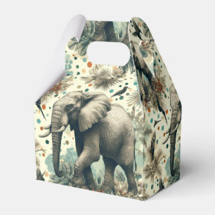 Vintage Elephant Jungle Painting Favour Box