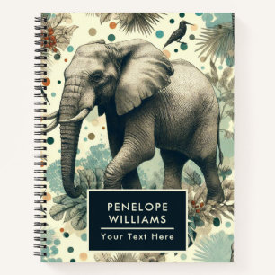 Vintage Elephant Jungle Painting Notebook
