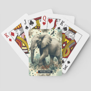 Vintage Elephant Jungle Painting Playing Cards