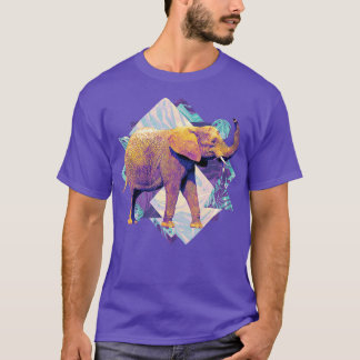 Vintage Elephant On Geometric Shapes  T-Shirt