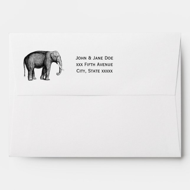 Vintage Elephant Place Card Envelopes (Back (Top Flap))