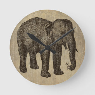 Vintage Elephant Round Clock