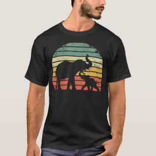 Vintage Elephant Shirt Retro Sunset Colours Silhou