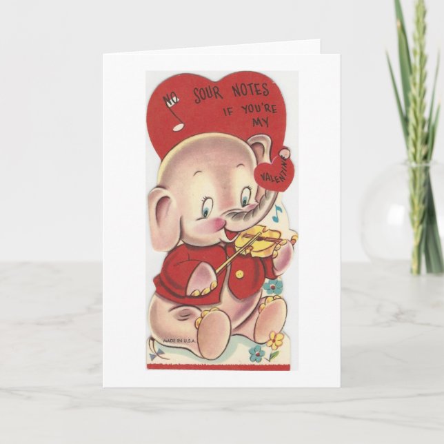 Vintage Elephant Valentine Holiday Card (Front)