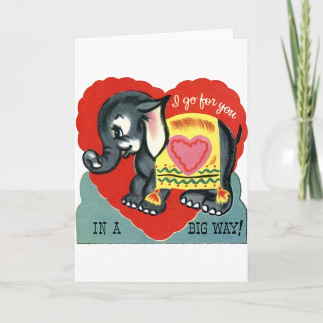 vintage elephant valentine holiday card (Front)