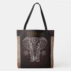 Vintage, Elephant with Flower Tote Bag