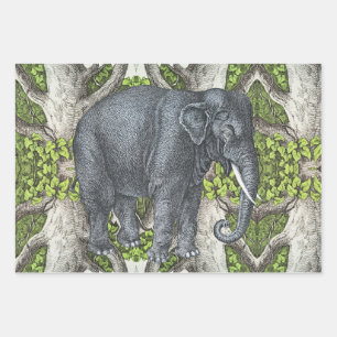 Vintage Elephant Wrapping Paper Sheet