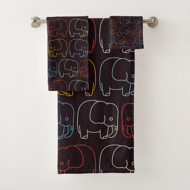 vintage elephants bath towel set (Insitu)
