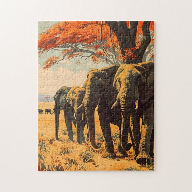Vintage Elephants Jigsaw Puzzle (Vertical)