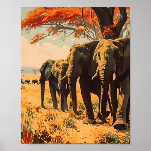 Vintage Elephants Poster