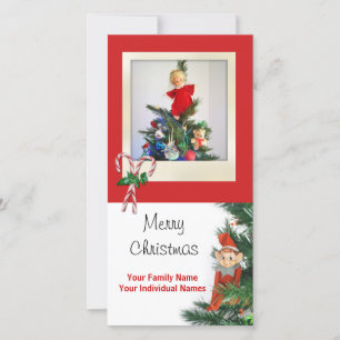 Vintage Elf Holiday Card