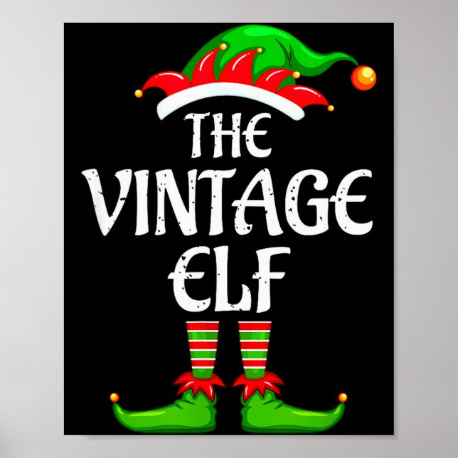 Vintage Elf Matching Family Group Christmas Party  Poster (Front)