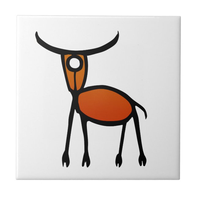 Vintage Elk Petroglyph Tile (Front)