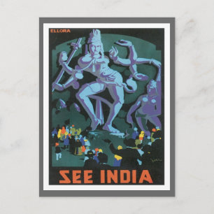 Vintage Ellora Caves India Postcard