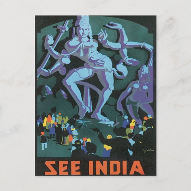 Vintage Ellora Caves India Postcard (Front)
