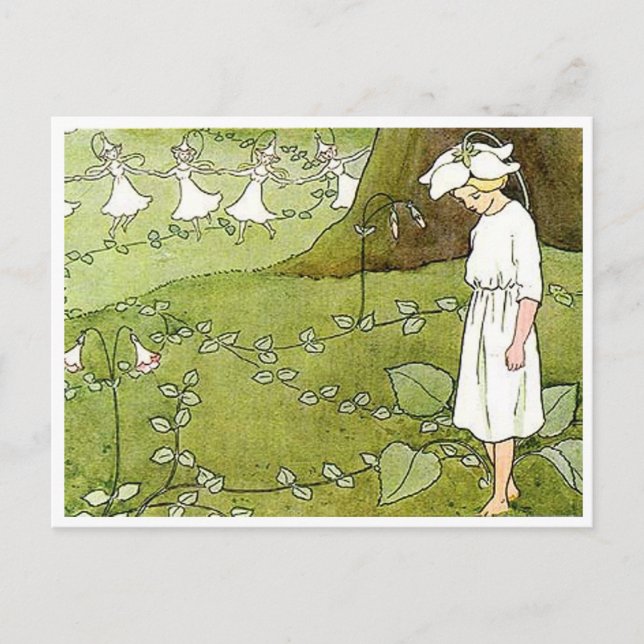 Vintage Elsa Beskow Fairy Ring Postcard (Front)