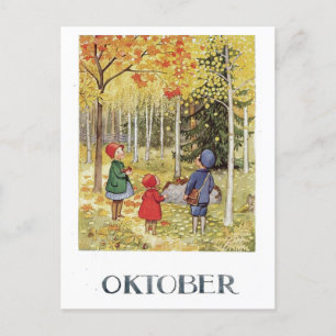 Vintage Elsa Beskow October Postcard