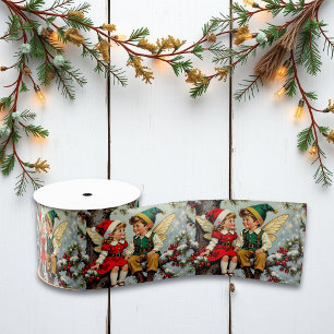 Vintage Elven Fairy Children Christmas Grosgrain Ribbon