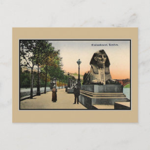 Vintage Embankment sphinx London Thames river Postcard