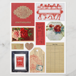 Vintage Embellishment Set in Red