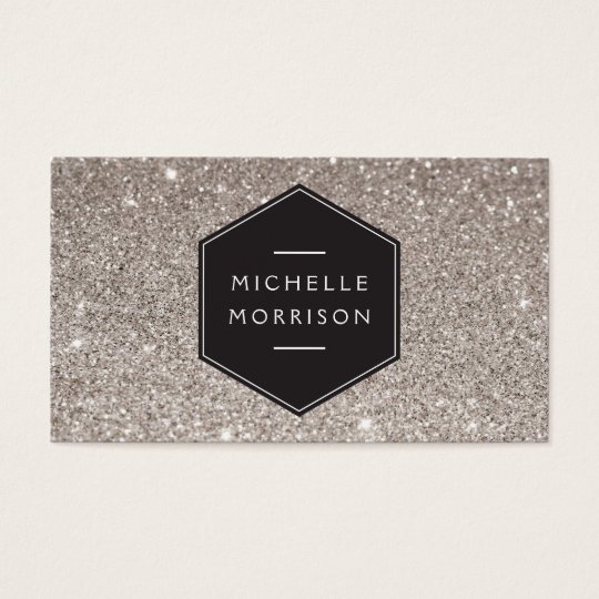 Vintage Emblem on Silver Glitter Business Card
