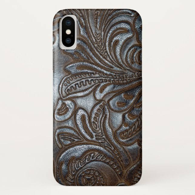 Vintage Embossed Brown Leather Case-Mate iPhone Case (Back)