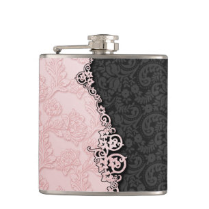 Vintage Embossed Damask Hip Flask