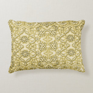 Vintage Embossed Metallic Gold Foil Floral Design Decorative Cushion