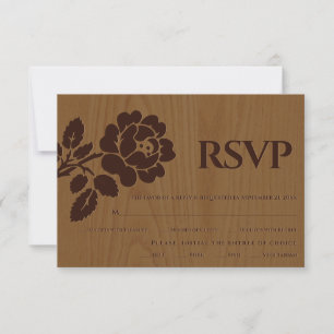 Vintage embossed rose rustic wedding RSVP card