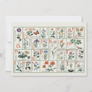 Vintage embroidery alphabet sampler Wildflowers Thank You Card