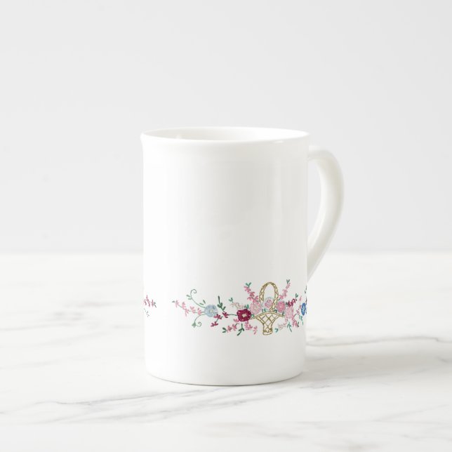 Vintage Embroidery Bone China Cup (Front Right)