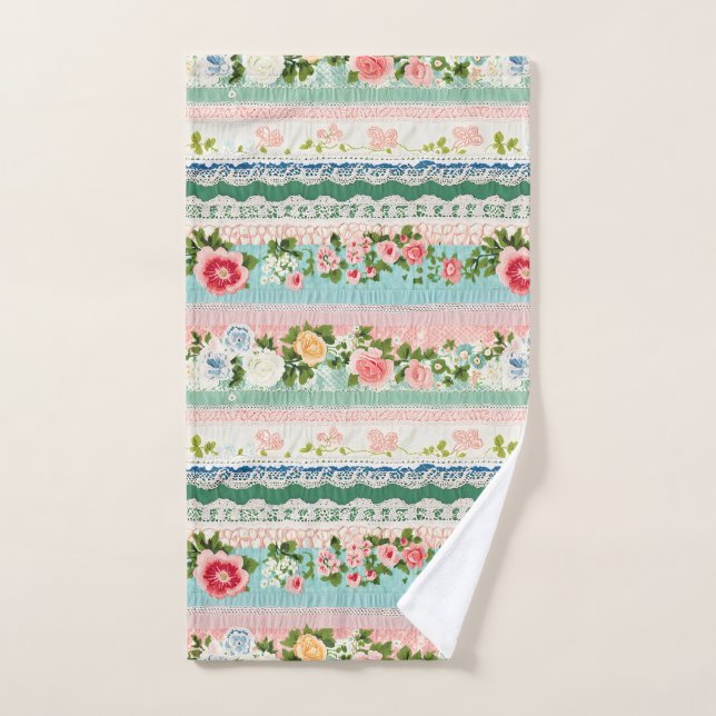 Vintage Embroidery Lace Effect Bath Towel Set (Hand Towel)