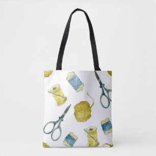 Vintage embroidery watercolor seamless pattern. tote bag