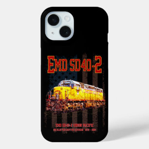 Vintage EMD SD40-2 Diesel Locomotive American flag iPhone 15 Case