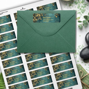 Vintage Emerald Green Gold and Black Return Addres