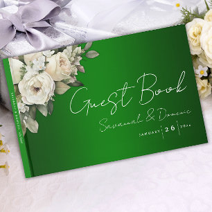 Vintage Emerald Green Wedding and Roses Guest Book