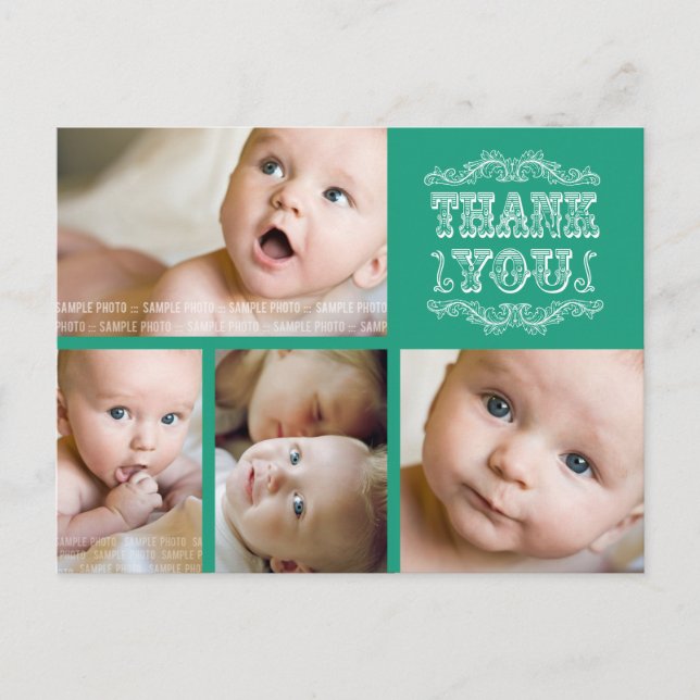 VINTAGE Emerald Photo Baby Thank You Post Card (Front)