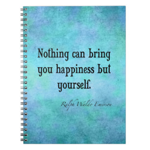 Vintage Emerson Happiness Inspirational Quote Blue Notebook