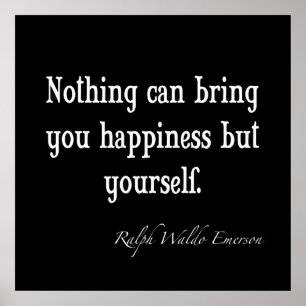Vintage Emerson Happiness Inspirational Quote Poster
