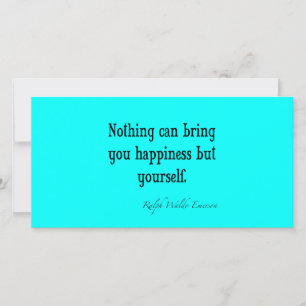 Vintage Emerson Happiness Quote Neon Blue Teal