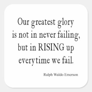 Vintage Emerson Overcoming Failure Quote Square Sticker