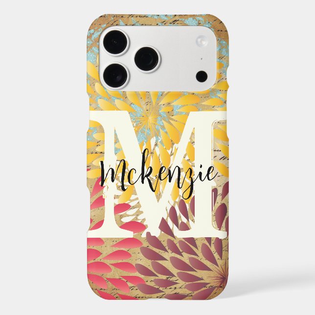 Vintage Emphera Modern Flower Monogram iPhone 5 (Back)