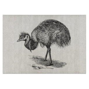 Vintage Emu Australian Bird Illustration Template Cutting Board