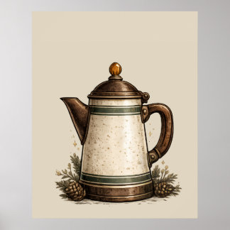 Vintage Enamel Coffee Pot Poster