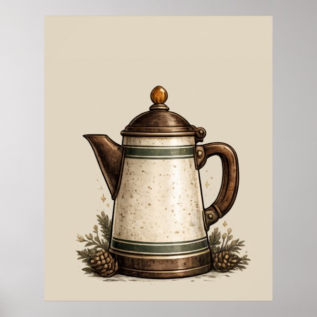 Vintage Enamel Coffee Pot Poster (Front)