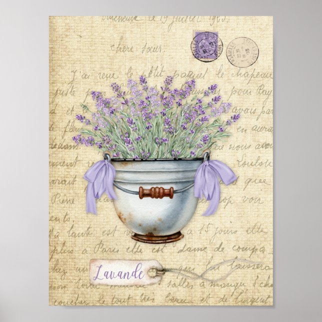 Vintage Enamelware Pot French Lavender Poster (Front)